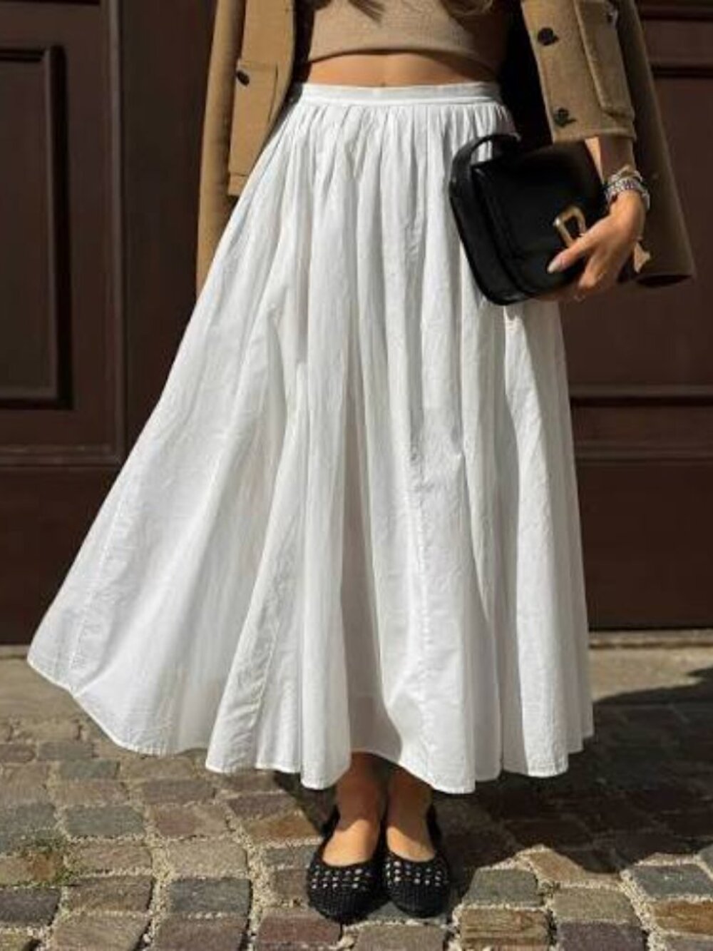 Flowing Crinkled Gauze Maxi Skirt